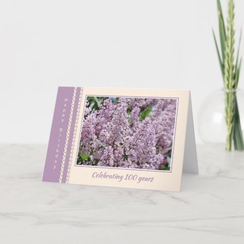 100th Birthday Lilac Flowers Card