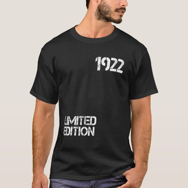100Th Birthday Limited Edition Born In 1922 Vintag T-Shirt (Front)