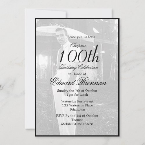 100th Birthday Male Stylish Photo Monogram 