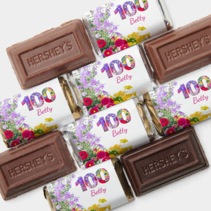 100th Birthday Mini Chocolates Floral Elegant Hershey's Miniatures