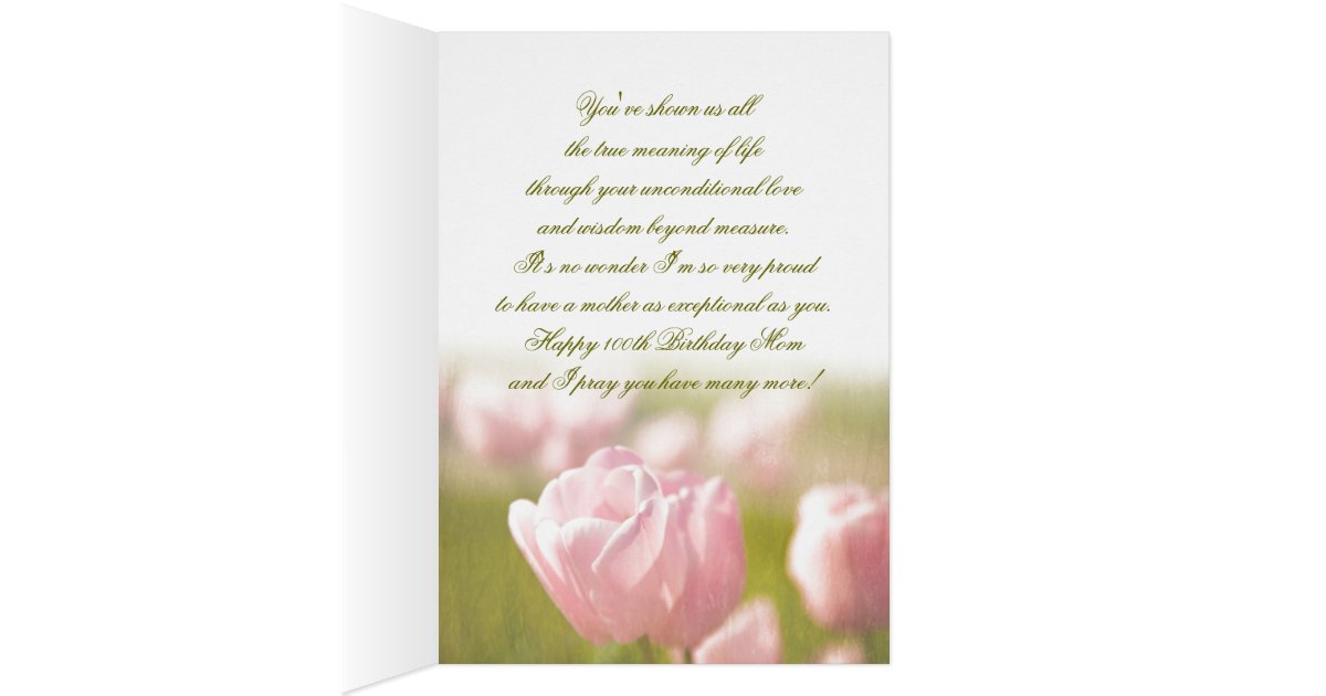 100th Birthday Mother Card | Zazzle