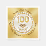 100th Birthday Napkins, 100th birthday serviettes Napkins