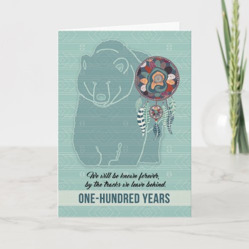 100th Birthday Native American Bear Theme Card