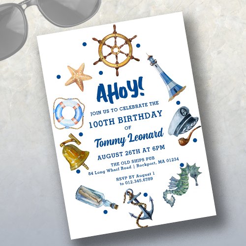 100th Birthday Nautical Summer 2024 Invitation