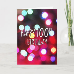 100th Birthday Neon Party Lights Card