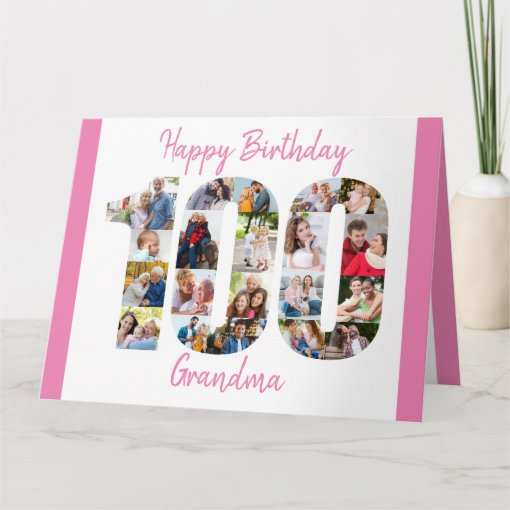 100th Birthday Number 100 Cutout Photo COllage Card | Zazzle