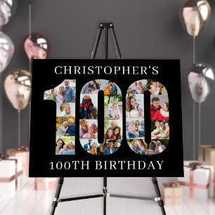 100th Birthday Number 100 Photo Collage Custom Foam Board