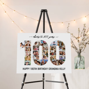 100th Birthday Number 100 Photo Collage White Foam Board