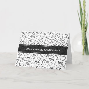 100th Birthday Number Pattern Black and White Card