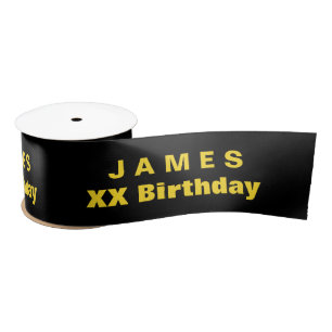 100th Birthday or ANY YEAR Custom Color A11 BLACK Satin Ribbon