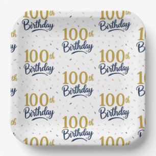 100th Birthday Paper Plates, Centennial Party Plates