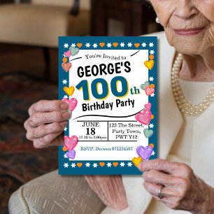 100th birthday party 100 years old celebration invitation