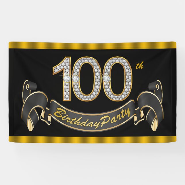 100th Birthday Party Banner (Horizontal)