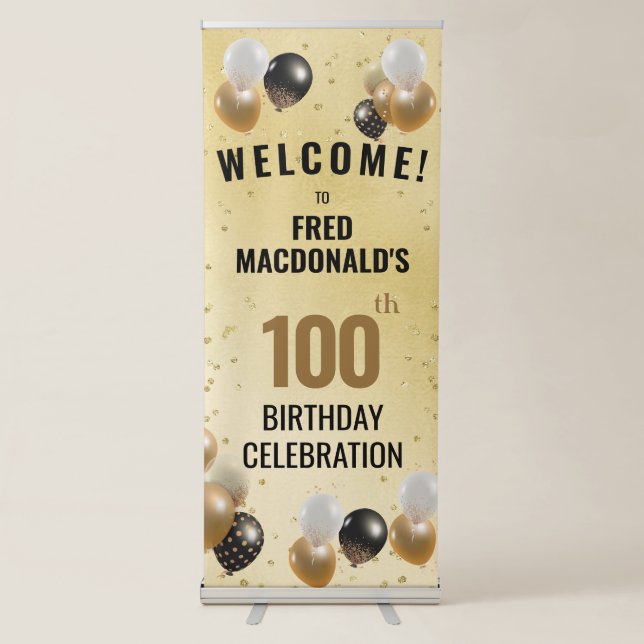 100th Birthday Party Banner with Name (Front)