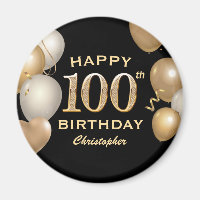 100th Birthday Party Black and Gold Balloons
