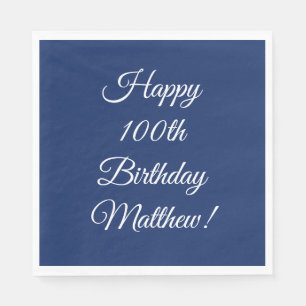 100th Birthday Party Celebration Blue Napkins