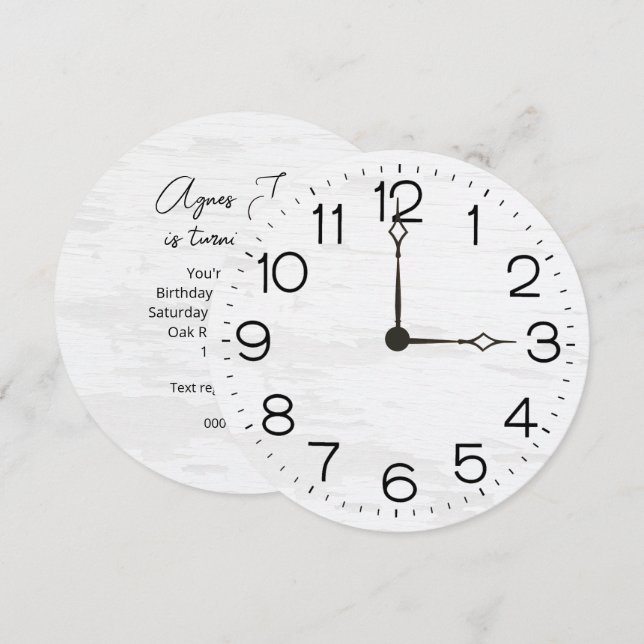 100th Birthday Party Clock On Whitewashed Wood (Front/Back)