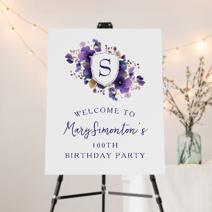 100th Birthday Party Custom Monogram Welcome Foam Board