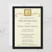 100th Birthday Party Elegant Photo Invitations (Back)