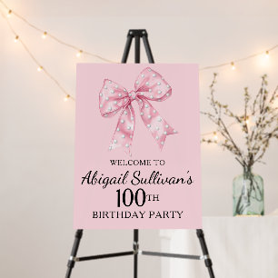 100TH Birthday Party Golf Theme Pink Bow Golf Ball Foam Board