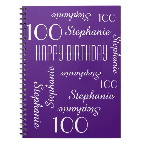 100th Birthday Party Guest Book Repeating Names Notebook