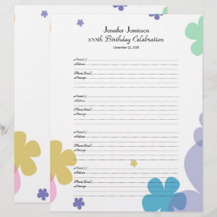 100th Birthday Party Guest Book Sign-In Page