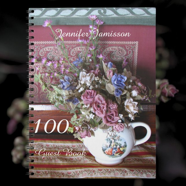 100th Birthday Party Guest Book, Vintage Teapot Notebook (Creator Uploaded)