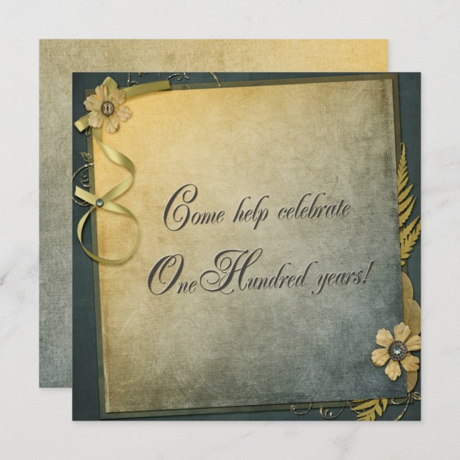 100th Birthday Party Invitation (Front/Back)