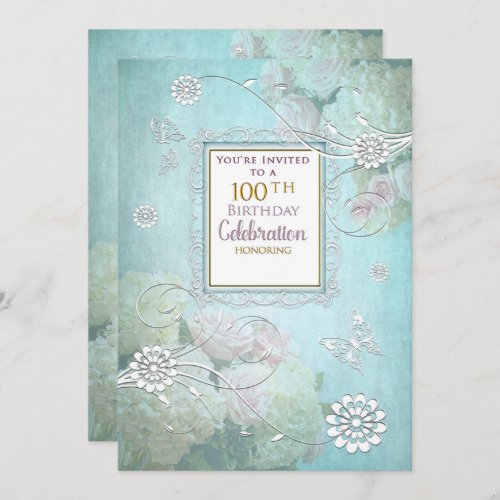 100th Birthday Party Invitation Elegant Pastels Invitation