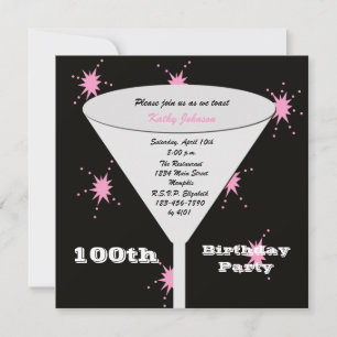 100th Birthday Party Invitation Pink 100th Toast
