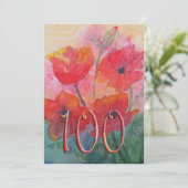 100th Birthday Party Invitation - Red Poppies (Standing Front)