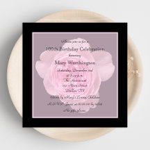 100th Birthday Party Invitation Rose for 100th