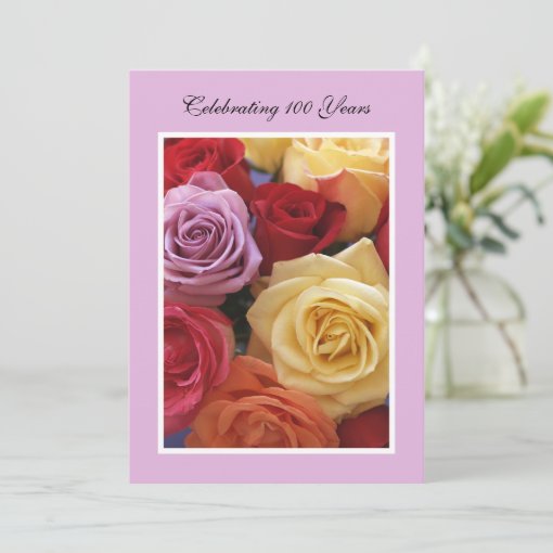 100th Birthday Party Invitation Roses | Zazzle