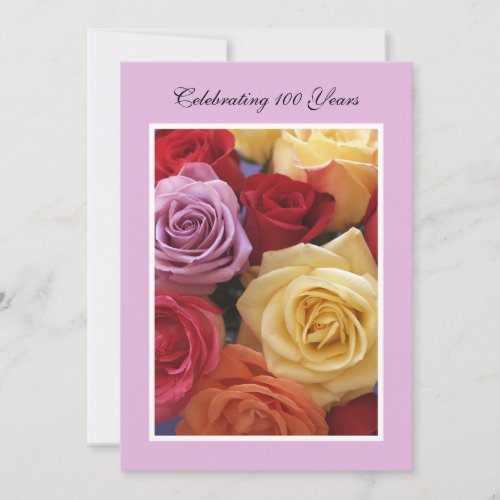 100th Birthday Party Invitation -- Roses