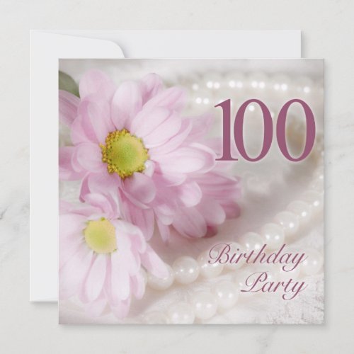 100th Birthday party invitation with daisies
