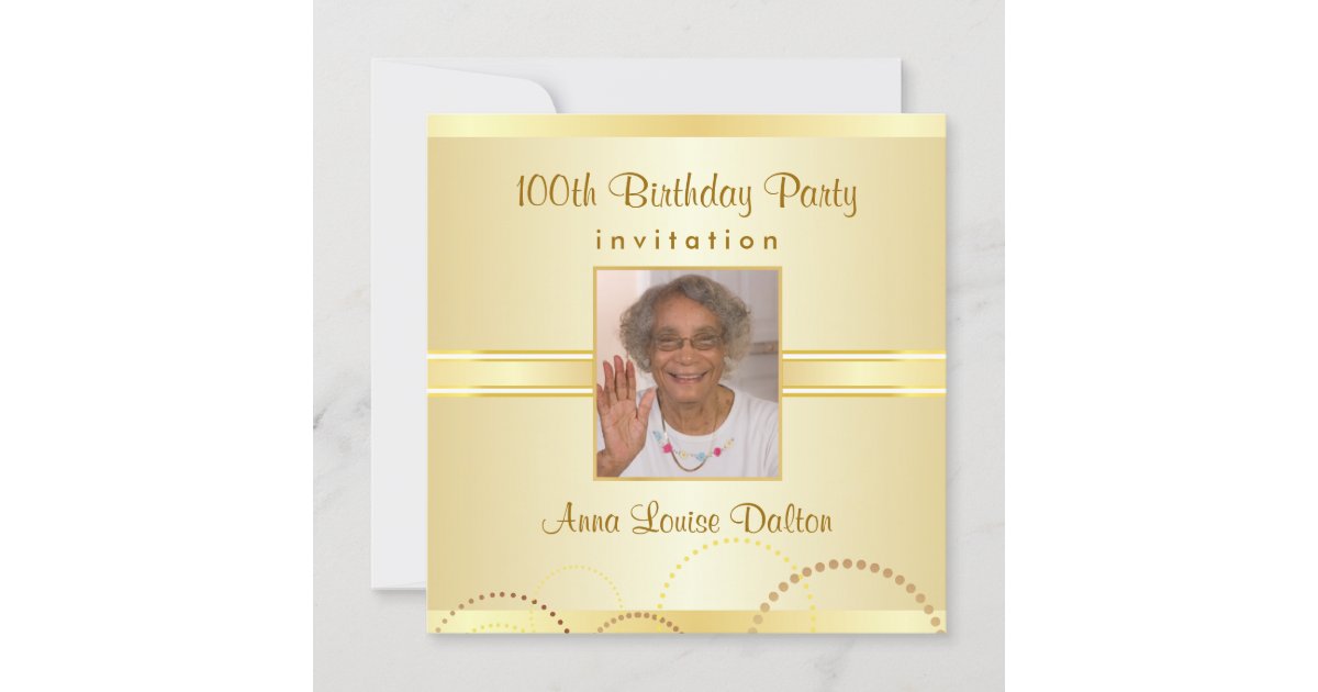 100th Birthday Party Invitations - Photo Optional | Zazzle