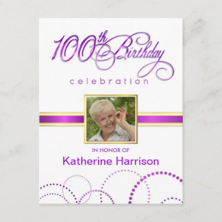 100th Birthday Party Invitations - with Monogram