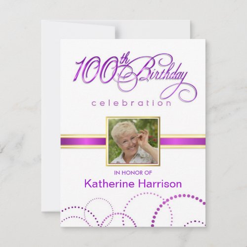 100th Birthday Party Invitations - with Monogram