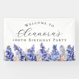 100th Birthday Party July Birth Flower Welcome Banner