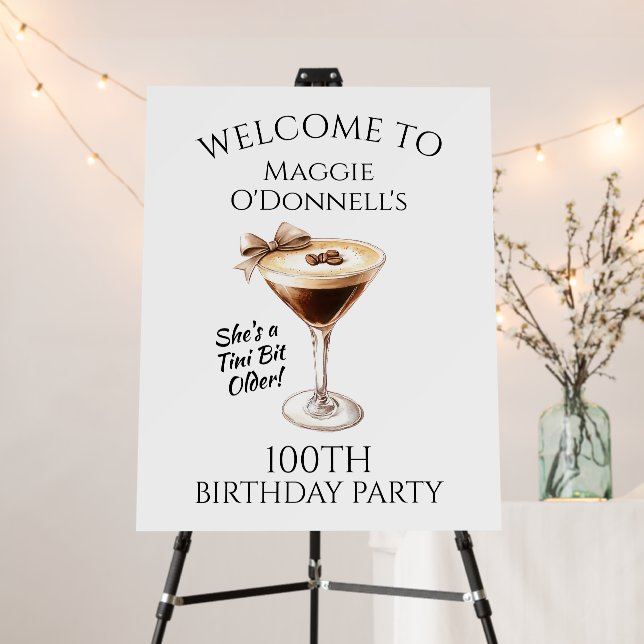 100th Birthday Party Martini Welcome Foam Boards (In Situ (Stand))