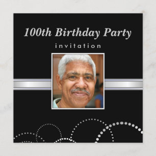 100th Birthday Party - Masculine Photo Invitations