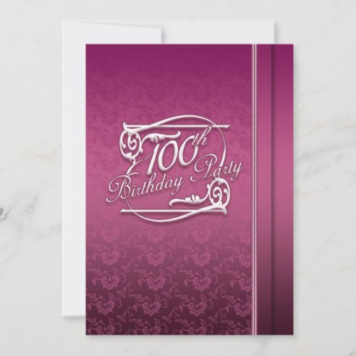 100th Birthday Party Modern Invitation