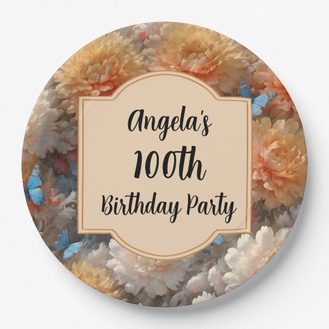 100th Birthday Party Paper Plates (Front)