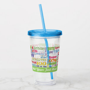 100th Birthday Party Personalized Gifts Acrylic Tumbler
