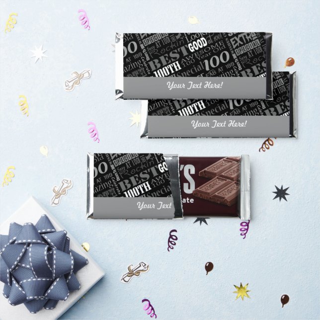 100th Birthday Party Personalized Gifts Hershey Bar Favors (Front)