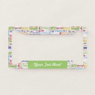 100th Birthday Party Personalized Gifts License Plate Frame