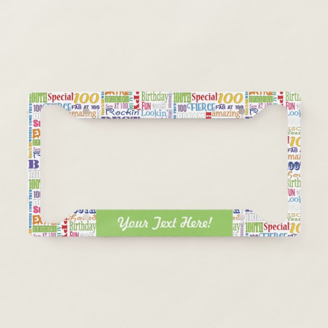 100th Birthday Party Personalized Gifts License Plate Frame (Front)