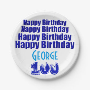 100th Birthday Party Personalized Paper Plates