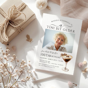 100th Birthday Party Photo  Espresso Martini Invitation