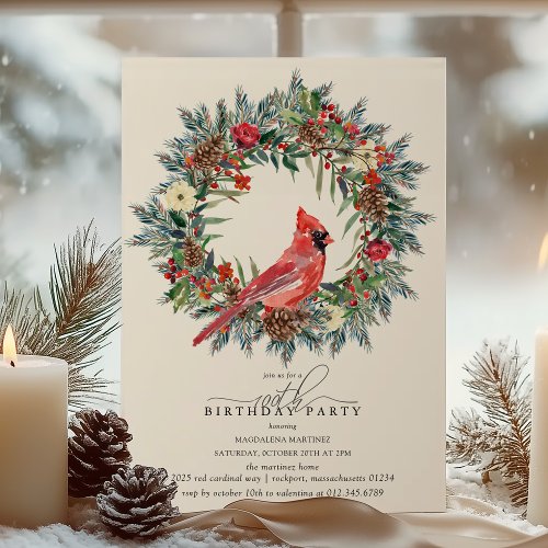 100th Birthday Party Red Cardinal Winter Wreath